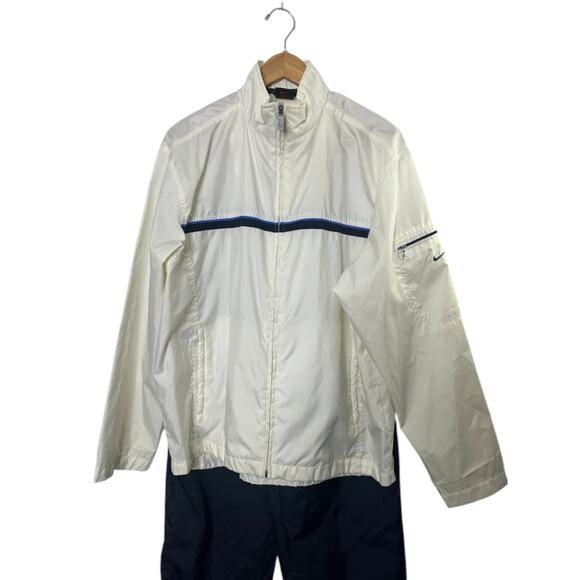 Vintage Nike Windbreaker Jacket & Pants Tracksuit Windsuit White Blue M 8/10 - Picture 2 of 13